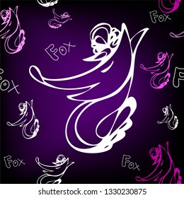 
Neon cute fox. Vector illustration