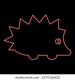 Neon cute hedgehog red color vector illustration image flat style