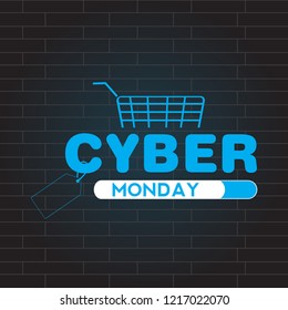 Neon cyber monday promotion. Vector illustration design