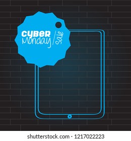 Neon cyber monday promotion. Vector illustration design