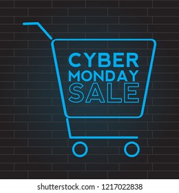 Neon cyber monday promotion. Vector illustration design