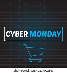 Neon cyber monday promotion. Vector illustration design