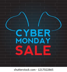 Neon cyber monday promotion. Vector illustration design