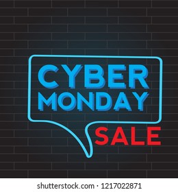 Neon cyber monday promotion. Vector illustration design