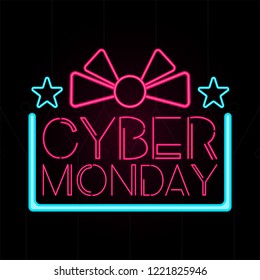 Neon cyber monday promotion. Vector illustration design