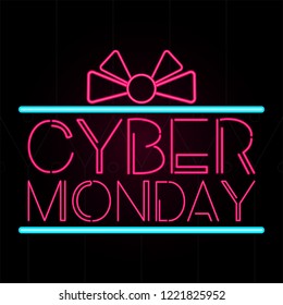 Neon cyber monday promotion. Vector illustration design