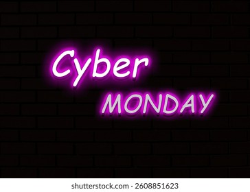 Neon Cyber Monday Text Effect Design Black Background