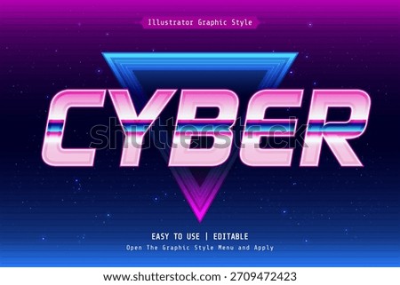 Neon Cyber Text Effect Retro Futuristic Editable Vector	
