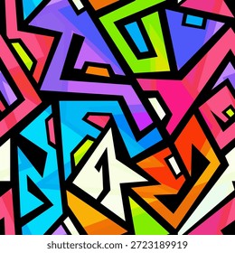 Neon Cyberpunk Geometry Graffiti Pattern