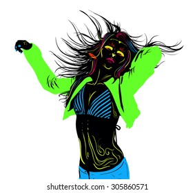 Neon dancing girl
