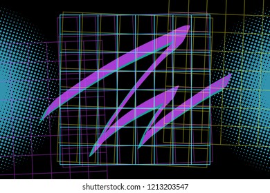 Neon dark blue background. Comic cartoon pop art retro vector illustration drawing