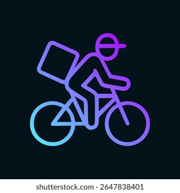 Ciclista de entrega neon rápido moderno eficiente. Ilustração de símbolo de ícone