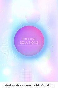 Neon Design. Modern Presentation. Violet Shiny Pattern. Vibrant Flyer. Geometric Texture. Dynamic Dots. Round Vector. Light Futuristic Backdrop. Purple Neon Design