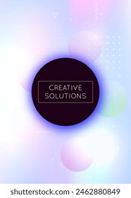 Neon Design. Tech Banner. Motion Dots. Purple Shiny Shape. Abstract Background. Digital Texture. Simple Flyer. Retro Iridescent Elements. Blue Neon Design
