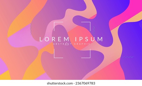 Neon Design. Tech Landing Page. Horizontal Composition. Geometric Shapes. Wave Fluid Layout. Memphis Page. Purple Plastic Banner. Dynamic Cover. Magenta Neon Design