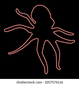 Neon devilfish red color vector illustration flat style light image
