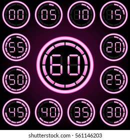 Neon digital timer(glow,0-60,just,purple)