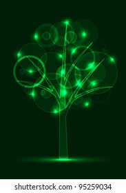 neon digital tree. vector illustration