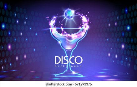 Neon Disco Cocktail Party Background