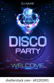 Neon Disco cocktail party poster.