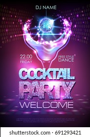 Neon Disco cocktail party poster.