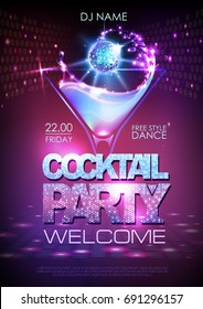 Neon Disco cocktail party poster. 