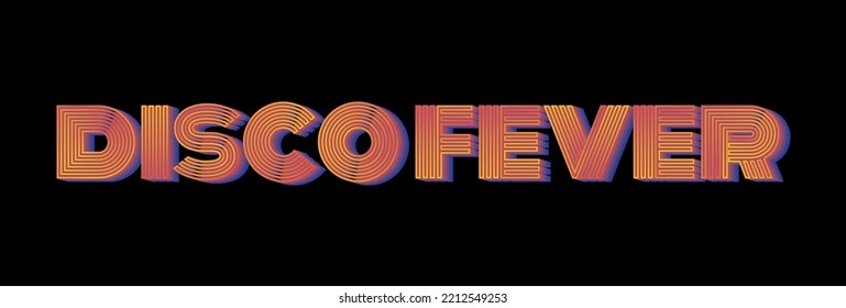 Neon Disco Fever Sign in Vintage Retro Typography style isolated in black background. Retro Yellow lamp disco sign. Editable Vector Illustration. EPS 10.