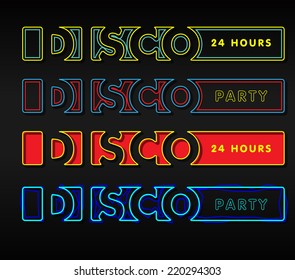 Neon Disco Sign in four different colors