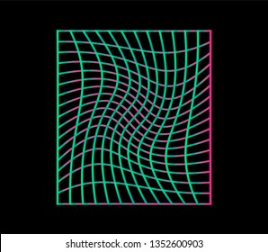 Red láser distorsionada y rayada en el fondo oscuro como en los videojuegos de computadora de arcade de los años 80-90. Estética de ondas sintéticas/ vaporolas/ retroondas.