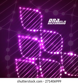 Neon dna spiral. Abstract background. Vector illustration. Eps10