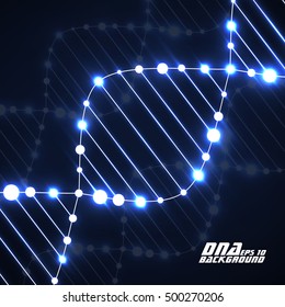 Neon dna spiral. Abstract background. Vector illustration. Eps10