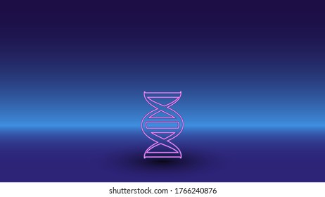 Símbolo de donativo de neón sobre un fondo azul gradiente. El símbolo aislado está situado en el centro inferior. Azul degradado con horizonte azul claro
