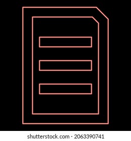 Imagen de luz de estilo plano de la hoja de documentos de neón color rojo