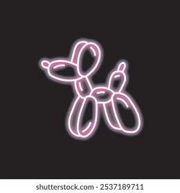 
neon dog balloon isolated on black background. Dog balloon icon with glowing neon lines. Vector illustration.