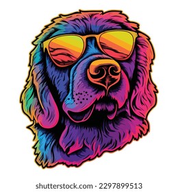 Neon Dog Flat Icon Isolated On White Background