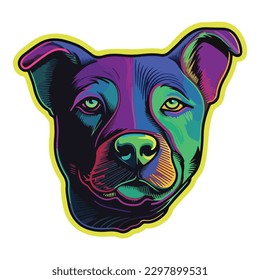 Neon-Hund-Flachicon einzeln auf weißem Hintergrund