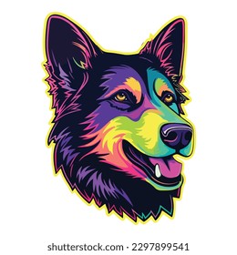 Neon Dog Flat Icon Isolated On White Background