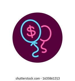 Neon dollar inside balloon design of Shopping commerce market store shop retail buy paying banking and consumerism theme Vector illustration