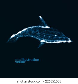 Neon dolphin, abstract futuristic art, stylish illustration eps10