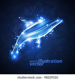 Neon dolphin, abstract futuristic strip, stylish illustration eps10