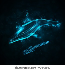 Neon dolphin, abstract futuristic strip, stylish illustration eps10