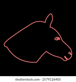 Neon donkey head silhouette red color vector illustration image flat style