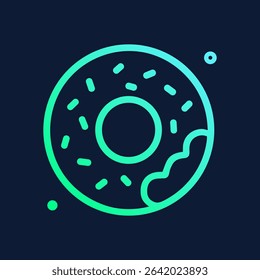 Neon donut craving a cosmic indulgence. Icon symbol illustration