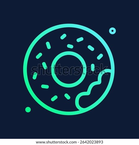 Neon donut craving a cosmic indulgence. Icon symbol illustration
