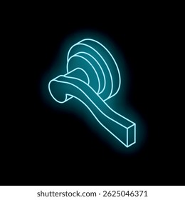 Neon door handle sign glowing brightly against a dark backdrop, creating a vibrant and eye catching display