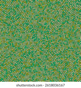 Neon dots abstract background. Green and yellow colored dotted halftone backdrop. Vector template for your creative designs