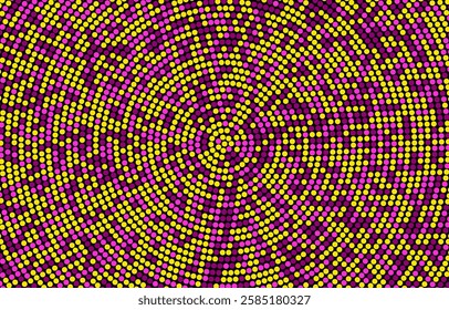 Neon dots abstract background. Radial dotted halftone backdrop. Vector template for your creative designs.