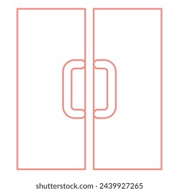 Neon double door exit doorway red color vector illustration image flat style