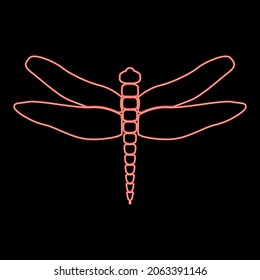 Neon dragonfly red color vector illustration flat style light image
