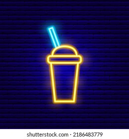 Neon Drink Sign. Vector Illustration Of Cafe Promotion.